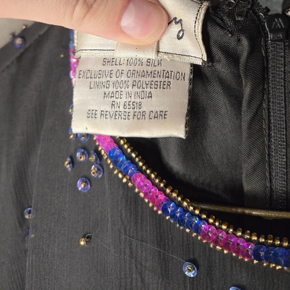 80s art deco silk beaded top - Picture 4 of 5